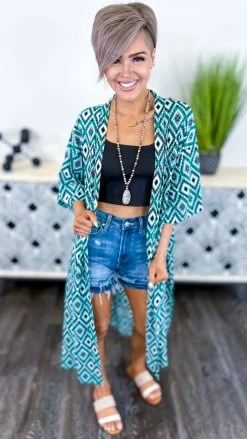 Your Fashion Wholesale OUTERWEAR Turquoise Beating The Heat Cardigan