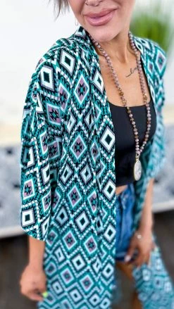 Your Fashion Wholesale OUTERWEAR Turquoise Beating The Heat Cardigan