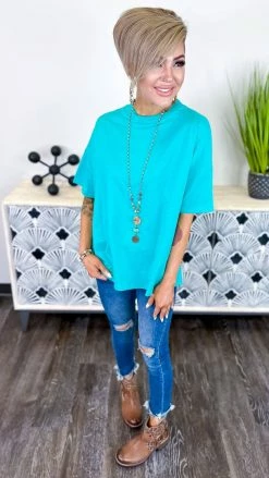 The ZigZag Stripe TOPS & TUNICS Turquoise Embracing You Top