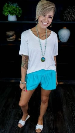 The ZigZag Stripe Turquoise Get Active Shorts [NO RETURNS] BOTTOMS