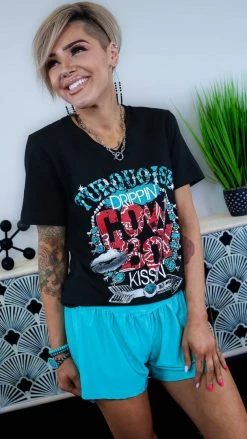 The ZigZag Stripe Turquoise Get Active Shorts [NO RETURNS] BOTTOMS