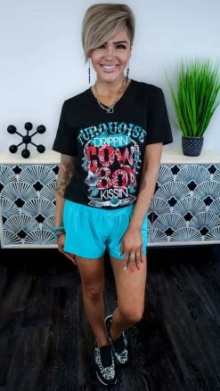 The ZigZag Stripe Turquoise Get Active Shorts [NO RETURNS] BOTTOMS