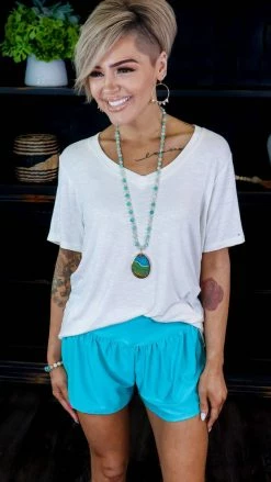 The ZigZag Stripe Turquoise Get Active Shorts [NO RETURNS] BOTTOMS