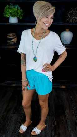 The ZigZag Stripe Turquoise Get Active Shorts [NO RETURNS] BOTTOMS