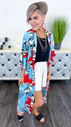 Your Fashion Wholesale OUTERWEAR Turquoise New Mix Tape Cardigan [NO RETURNS]