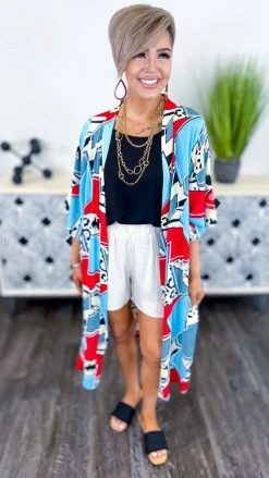 Your Fashion Wholesale OUTERWEAR Turquoise New Mix Tape Cardigan [NO RETURNS]