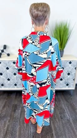 Your Fashion Wholesale OUTERWEAR Turquoise New Mix Tape Cardigan [NO RETURNS]