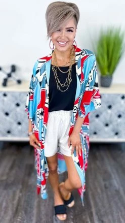 Your Fashion Wholesale OUTERWEAR Turquoise New Mix Tape Cardigan [NO RETURNS]