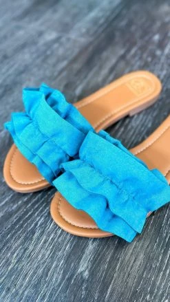 Miami Shoe Turquoise Ruffle Lexi Sandals