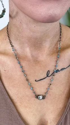 Lost & Found ACCESSORIES Turquoise Sophie Crystal Necklace