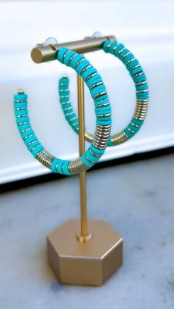 Southern Grace ACCESSORIES Turquoise Take Me To Bali Hoop Earrings