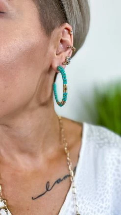 Southern Grace ACCESSORIES Turquoise Take Me To Bali Hoop Earrings
