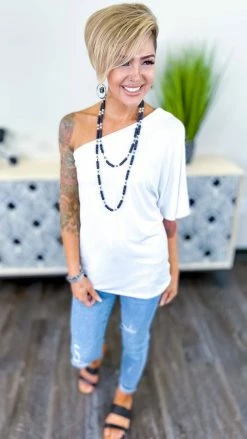 The ZigZag Stripe White Best Side Top TOPS & TUNICS