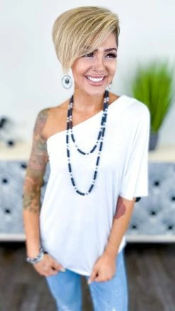 The ZigZag Stripe White Best Side Top TOPS & TUNICS