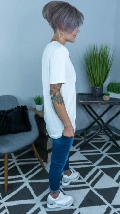 The ZigZag Stripe White Boyfriend Tee