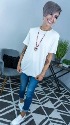 The ZigZag Stripe White Boyfriend Tee