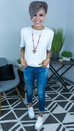 The ZigZag Stripe White Boyfriend Tee