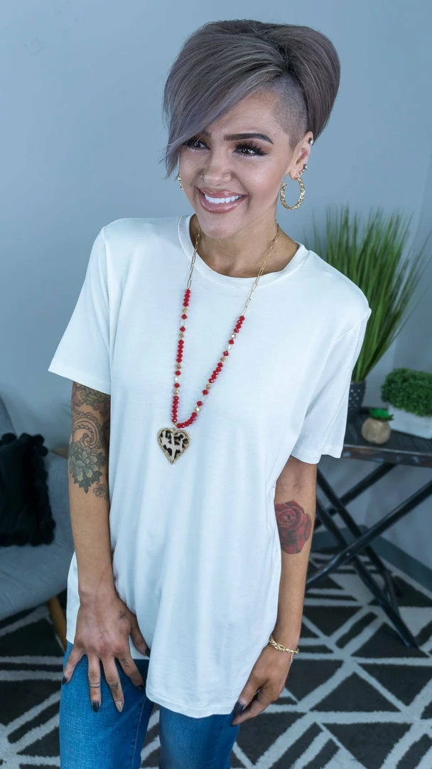 The ZigZag Stripe White Boyfriend Tee