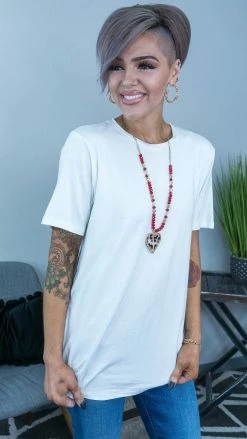 The ZigZag Stripe White Boyfriend Tee