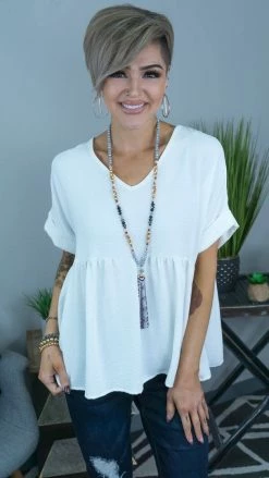 The ZigZag Stripe White City Sleek Top TOPS & TUNICS