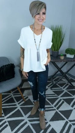 The ZigZag Stripe White City Sleek Top TOPS & TUNICS