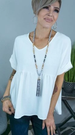 The ZigZag Stripe White City Sleek Top TOPS & TUNICS