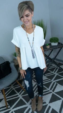 The ZigZag Stripe White City Sleek Top TOPS & TUNICS