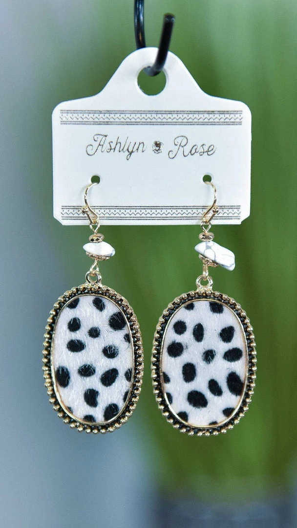 Southern Grace White Dalmatian Oval Earrings ACCESSORIES