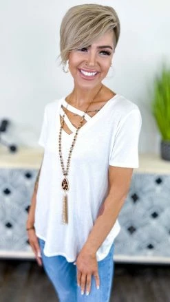 The ZigZag Stripe TOPS & TUNICS White Favorite Basic Top