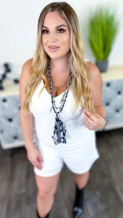 The ZigZag Stripe White Graceful Feelings Romper [NO RETURNS] JUMPSUITS & ROMPERS