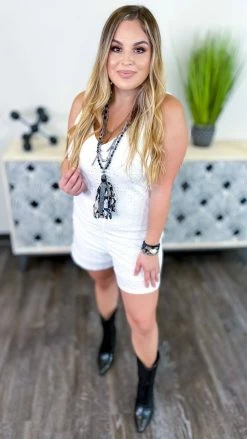 The ZigZag Stripe White Graceful Feelings Romper [NO RETURNS] JUMPSUITS & ROMPERS