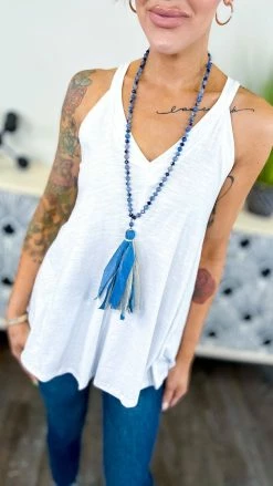 The ZigZag Stripe White Lake Gal Tank TOPS & TUNICS