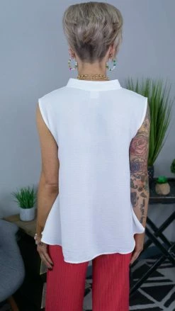 The ZigZag Stripe White Romantic Remix Top