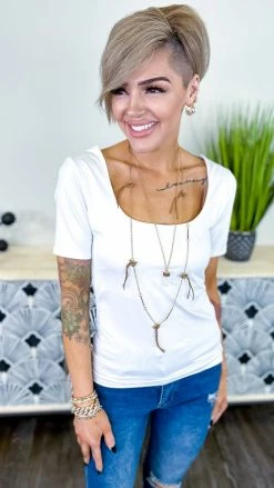 The ZigZag Stripe White Short Sleeve Brami Bramis