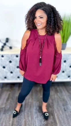 The ZigZag Stripe Long Sleeve Tops Wine Always Chic Top