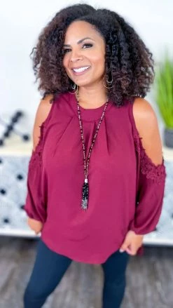 The ZigZag Stripe Long Sleeve Tops Wine Always Chic Top