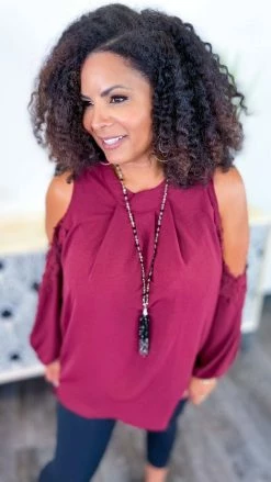 The ZigZag Stripe Long Sleeve Tops Wine Always Chic Top