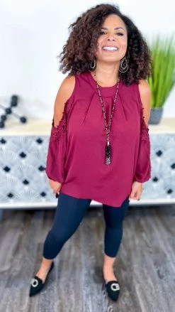 The ZigZag Stripe Long Sleeve Tops Wine Always Chic Top