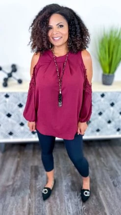 The ZigZag Stripe Long Sleeve Tops Wine Always Chic Top