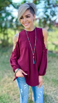 The ZigZag Stripe Long Sleeve Tops Wine Always Chic Top