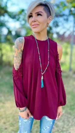 The ZigZag Stripe Long Sleeve Tops Wine Always Chic Top