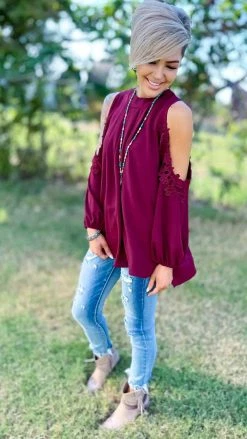 The ZigZag Stripe Long Sleeve Tops Wine Always Chic Top