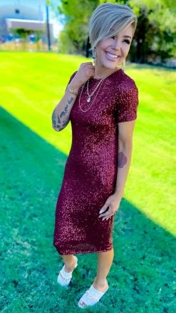 The ZigZag Stripe Wine Busy Slaying Dress DRESSES