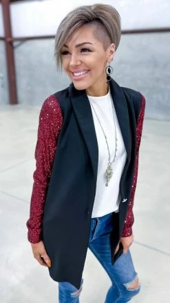 The ZigZag Stripe Wine Made For The Stage Blazer OUTERWEAR