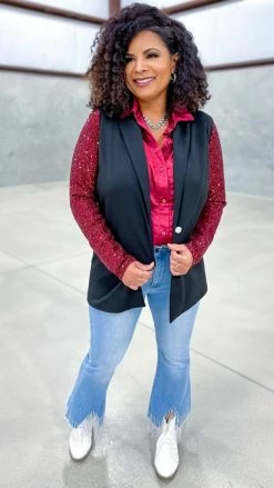 The ZigZag Stripe Wine Made For The Stage Blazer OUTERWEAR