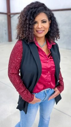 The ZigZag Stripe Wine Made For The Stage Blazer OUTERWEAR