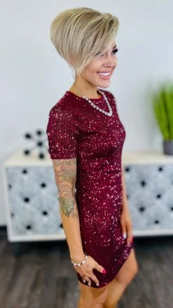 The ZigZag Stripe Wine Power Pose Dress DRESSES