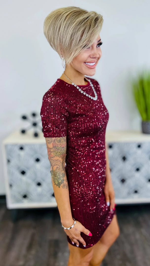 The ZigZag Stripe Wine Power Pose Dress DRESSES