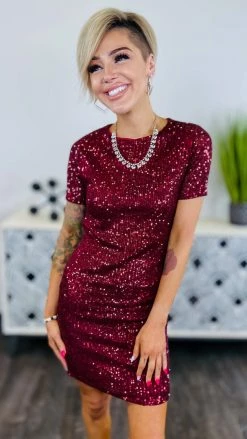 The ZigZag Stripe Wine Power Pose Dress DRESSES