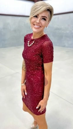 The ZigZag Stripe Wine Power Pose Dress DRESSES